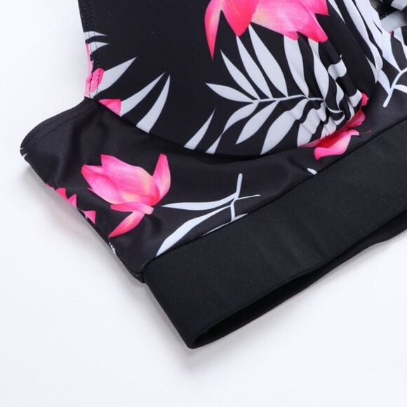 TROPICAL HIGH WAIST 2 PIECE BIKINI SWIMSUIT (RUNS SMALL) - Picture 6 of 15